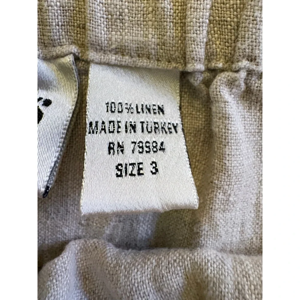 Chicos Design Womens 100% Linen Cropped Pants‎ Beige Coastal Resort Size 3 XL